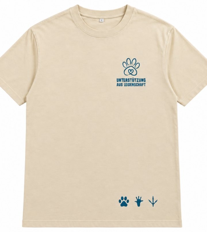 Tierheim-T-Shirt in Sand mit Pfoten-Herz-Logo